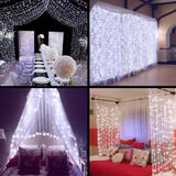 Neretva Window Curtain Icicle Lights, 304 LEDs String Fairy Lights, 9.8x9.8ft, 8 Modes Linkable , Daylight White , Christmas/Wedding/Party Backdrops Decorative Lights