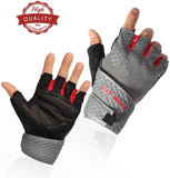 day wolf New Full Finger Workout Gloves Gym Exercise Half Finger Fitness Gloves Heavy Weight Lifting Leather Palm Protection Strong Grip Padded Quality Breathable Comfort Gloves