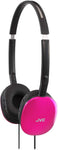 JVC Black Flat and Foldable Colorful Flats On Ear Headphone with 3.94 foot Gold Plated Phone Slim Plug HAS160B