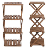 Sunnyglade 4-Tier Foldable Flower Rack Plant Stand Wood Shelf Multipurpose Utility Storage Rack Books Picture Frames Shelves for Yard Garden Patio Balcony Bedroom