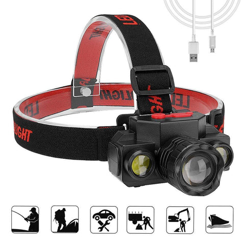 Nebwe Rechargeable Headlamp Waterproof,Usb Rechargeable Headlamp Telescopic Zoom 180 Degree Rotatable Head Flashlight Head Lights For Camping, Hiking, Outdoors