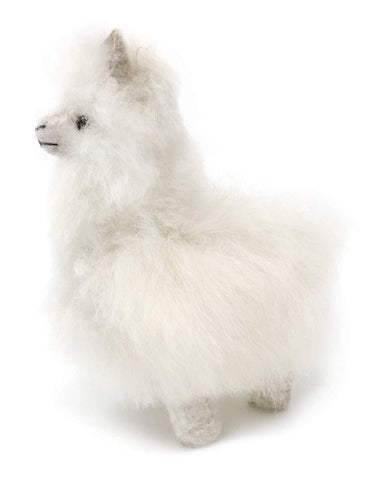 Standing Baby Alpaca Fur Alpaca Miniature Figure - White 5 Inch