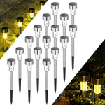 ATHLERIA 16 Pack Solar Lights Outdoor Pathway,Solar Walkway Lights Outdoor,Garden Led Lights for Landscape/Patio/Lawn/Yard/Driveway-Cold White (Stainless Steel)