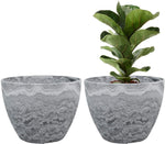 La Jolíe Muse Flower Pot Garden Planters Outdoor Indoor, Plant Containers with Drain Hole, Weathered Grey(11.3 Inch, Pack 2)