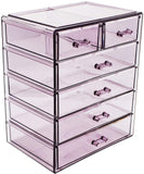 Sorbus Cosmetics Makeup and Jewelry Big Pink Storage Case Display- 4 Large and 2 Small Drawers Space- Saving, Stylish Acrylic Bathroom Case