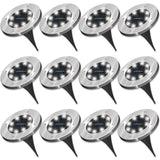 Sunco Lighting 12 Pack Solar Path Lights, Dusk-to-Dawn, 7000K Diamond White, Cross Spike Stake for Easy in Ground Install, Solar Powered LED Landscape Lighting - RoHS/CE