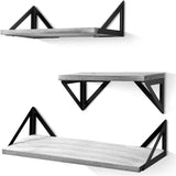 BAYKA Floating Shelves Wall Mounted, Rustic Wood Wall Shelves Set of 3 for Bedroom, Bathroom, Living Room, Kitchen