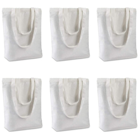 Insternet 6 pack canvas tote bag reusable canvas bag bulk for crafting, decorating, plain, grocery,shopping (white)