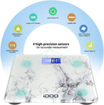 High Precision Digital Bathroom Weight Scale 440 Pound Capacity, Ultra Wide Heavy-Duty Platform with Elegant Marble Design by iDOO