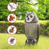 Redeo Solar Powered Owl Decoy Scarecrow Bird Repellent with Flashing Eyes & Scary Sound & Rotating Head, 10-16 ft Motion Activated - Animal Repeller Deter Birds, Squirrels & Mice and More