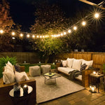 SUNTHIN Outdoor LED String Lights 48ft Long with Hanging Loops 16 Sockets and 2700K 17 Shatterproof LED S14 Bulbs Plastic Bulbs Included 1 Spare Waterproof ETL Approved Outdoor Indoor