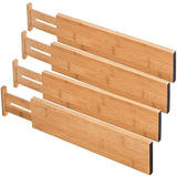 Juego de 4 separadores de cajones de bambú, organizador de cajón de cocina, divisores de cajones ajustables y gastables, ideal para cocina, aparador, dormitorio, escritorio