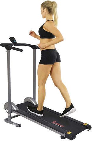 Sunny Health & Fitness SF-T1407M Manual Walking Treadmill, Gray