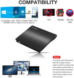 Rioddas External CD Drive, USB 3.0 Portable CD/DVD +/-RW Drive Slim DVD/CD ROM Rewriter Burner Compatible with Laptop Desktop PC Windows Linux OS Apple Mac(Black)