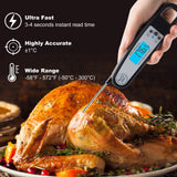 A ALPS Waterproof Instant Read Meat Thermometer Ultra Fast Digital Thermometer with LCD Backlight Display Kitchen Cooking Oven Thermometer Food Thermometer