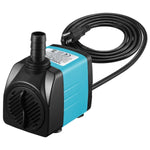 Homasy 400GPH Submersible Pump 25W Ultra Quiet Fountain Water Pump with 5.9ft Power Cord, 2 Nozzles for Aquarium, Fish Tank, Pond, Hydroponics, Statuary