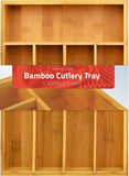Utopia Kitchen Bamboo Silverware Organizer- 5 Compartments - Bamboo Drawer Organizer Tray - Bamboo Hardware Organizer