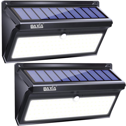 BAXIA TECHNOLOGY Solar Lights Outdoor, Wireless 100 LED Solar Motion Sensor Lights Waterproof Security Wall Lighting Outside for Front Door, Backyard, Steps, Garage, Garden (2000LM, 4PACK)