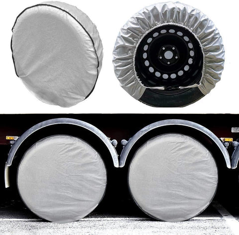 Tire Covers Set of 4, 5 Layer Tire Wheel Protectors, Waterproof UV Protection Wheel Tire Covers, Fit 29" to 33" Truck Camper Van Auto Car Tires Diameter