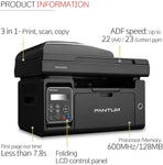 Pantum M6552NW Monochrome Laser Multifunction Printer with Wireless Networking Mobile Printing Large Paper Capacity