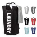 DOKEHOM DKA0001DB2 82L Large Laundry Basket (6 Colors) with Coin Bag, Collapsible Fabric Laundry Hamper, Foldable Clothes Bag, Folding Washing Bin (Dark Blue, L)