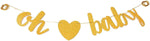 Baby Shower Decorations Neutral Decor Strung Banner"Oh" and"Baby" & 9PC Balloons w/Ribbon [Gold, Confetti, White] Kit Set by YouParty
