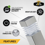 LowVoltz Solar 6 Pack Stainless Steel Solar LED Path Lights.