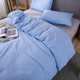100% Washed Cotton Duvet Cover 3 Piece, Comforter Cover California King Size, Ultra Soft with Zipper Closure, Corner Ties, Simple Bedding Style, Gray White Plaid by SORMAG