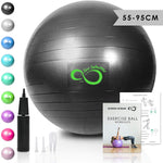 Live Infinitely Exercise Ball (55cm-95cm) Extra Thick Professional Grade Balance & Stability Ball- Anti Burst Tested Supports 2200lbs- Includes Hand Pump & Workout Guide Access