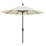 California Umbrella 9' Round Aluminum Market Umbrella, Crank Lift, Collar Tilt, White Pole, Sunbrella Pacific Blue