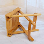 URFORESTIC 100% Natural Bamboo Folding Stool for Shaving Shower Foot Rest 12",Fully Assembledl