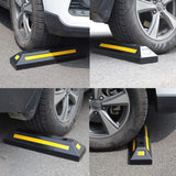 2 Pack Heavy Duty Rubber Parking Blocks Wheel Stop for Car Garage Parks Wheel Stop Stoppers Professional Grade Parking Rubber Block Curb w/Yellow Refective Stripes for Truck RV, Trailer 21.25"(L)