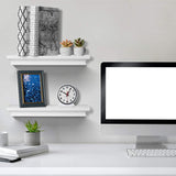 Kloveyleaf Floating Shelves Set of 2 Modern Style Shelves for Bedroom, Kitchen, or Bath, Includes Wall Mounting Hardware (White)