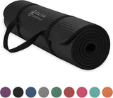 Gaiam Essentials Thick Yoga Mat Fitness & Exercise Mat with Easy-Cinch Yoga Mat Carrier Strap (72"L x 24"W x 2/5 Inch Thick)