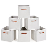 MaidMAX Foldable Storage Cubes, Set of 6 Decorative Fabric Storage Bins Containers Organizers Drawers with Wood Handles for Shelves Clothes Closet Kids Bedroom, Gray Polka Dot