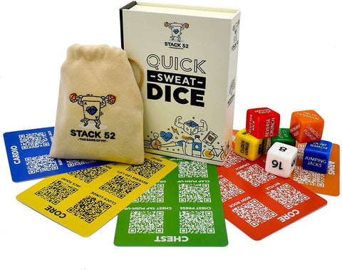 Stack 52 Quick Sweat Fitness Dice. Bodyweight Exercise Workout Game. Designed by a Military Fitness Expert. Video Instructions Included. No Equipment Needed. Burn Fat Build Muscle.