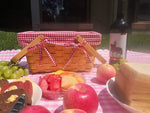 Picnic Basket Natural Woven Woodchip with Double Folding Handles | Easter Basket | Storage of Plastic Easter Eggs and Easter Candy