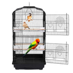 SUPER DEAL 59.3''/53'' Rolling Bird Cage Large Wrought Iron Cage for Cockatiel Sun Conure Parakeet Finch Budgie Lovebird Canary Medium Pet House with Rolling Stand & Storage Shelf