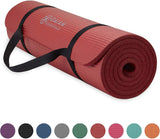 Gaiam Essentials Thick Yoga Mat Fitness & Exercise Mat with Easy-Cinch Yoga Mat Carrier Strap (72"L x 24"W x 2/5 Inch Thick)