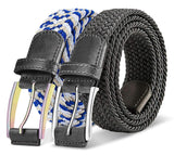 Belt for Men,Woven Stretch Braided Belt 2 Unit Gift-boxed Golf Casual Belts,Width 1 3/8"