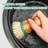 Set of 3 Pieces Bamboo Scrub Brush Dish Scrubber Household Cleaning Sink Wet Scrubber Brushes,Stiff Bristles, for Kitchen Pan Pot Dish Vegetables Cleaning(2 Mini and 1 Long Handle)