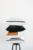 Woven Nook Decorative Throw Pillow Covers ONLY for Couch, Sofa, or Bed Set of 4 18x18 20x20 and 22x22 inch Modern Design 100% Cotton Black White Geometric Faux Leather Zulu Set (18'' x 18'')