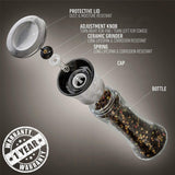 Salt and Pepper Grinder Set - Mill and Shakers Kit - Brushed Stainless Steel, Tall Premium Glass and Adjustable Ceramic Grinding System for Cooking Spices - Perfect on Kitchen by Braviloni