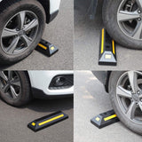 2 Pack Heavy Duty Rubber Parking Blocks Wheel Stop for Car Garage Parks Wheel Stop Stoppers Professional Grade Parking Rubber Block Curb w/Yellow Refective Stripes for Truck RV, Trailer 21.25"(L)