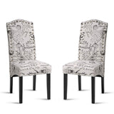 Merax Script Fabric Accent Chair Dining Room Chair with Solid Wood Legs, Beige,Set of 2