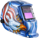 Solar Powered Welding Helmet Auto Darkening Hood with Adjustable Shade Range 4/9-13 for Mig Tig Arc Welder Mask Blue Eagle Design