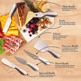 Home Perspective Premium Stainless Steel Cheese Tool Set - 6 Piece Box Cheese Knife Set - Cut, Spread, Shave and Serve All Your Favorite Cheeses