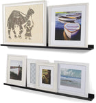 Wallniture Modern Floating Wall Ledge Shelf for Pictures and Frames Black 46 Inch Set of 2