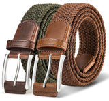 Belt for Men,Woven Stretch Braided Belt 2 Unit Gift-boxed Golf Casual Belts,Width 1 3/8"