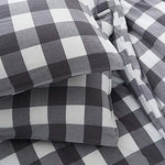 100% Washed Cotton Duvet Cover 3 Piece, Comforter Cover California King Size, Ultra Soft with Zipper Closure, Corner Ties, Simple Bedding Style, Gray White Plaid by SORMAG